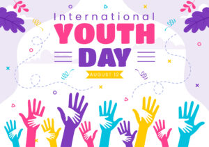 Happy International Youth Day Vector Illustration featuring Young Boys and Girls Together in a Flat Style Cartoon Background
